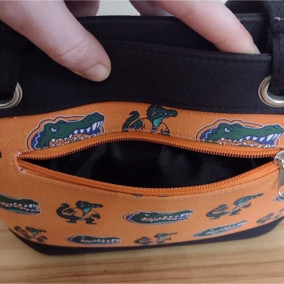 Florida University Gators Orange Black Canvas Tote Shoulder Bag Football - Picture 8 of 10